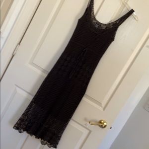 Theory Crochet Tank Midi Dress Dark Brown